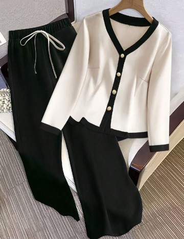 Compleu SHEIN, negru/crem