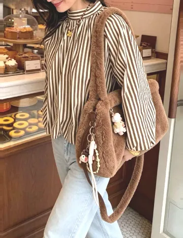 Bluza SHEIN, maro/alb