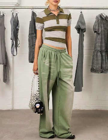 Tricou SHEIN, verde/gri
