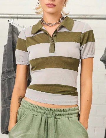 Tricou SHEIN, verde/gri