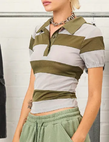 Tricou SHEIN, verde/gri