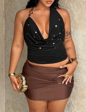 Top SHEIN CURVE, negru