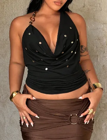 Top SHEIN CURVE, negru