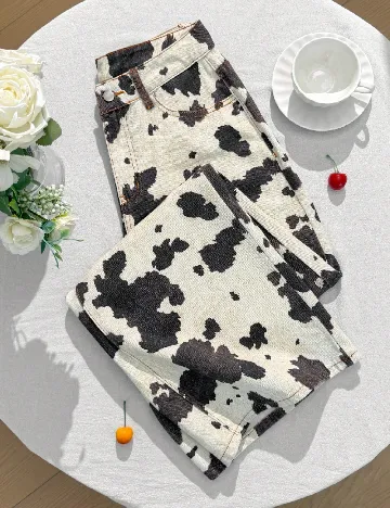 Blugi SHEIN, crem/negru