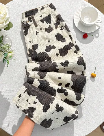 Blugi SHEIN, crem/negru