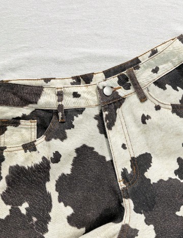 Blugi SHEIN, crem/negru