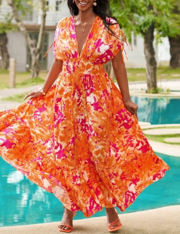 Rochie lunga SHEIN CURVE, portocaliu
