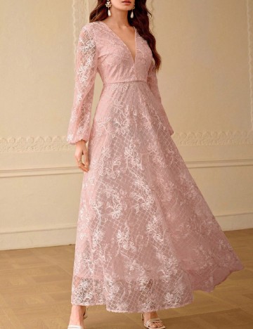 Rochie lunga Zeylah, roz