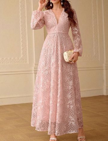 Rochie lunga Zeylah, roz
