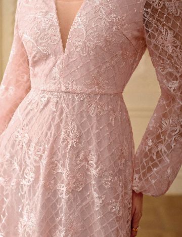 Rochie lunga Zeylah, roz