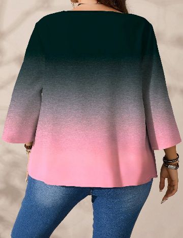 Bluza SHEIN CURVE, verde/roz
