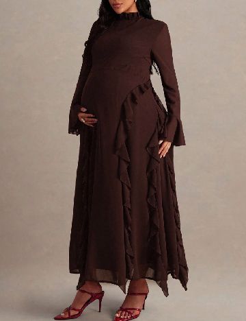 Rochie lunga SHEIN Maternity, maro inchis