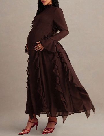 Rochie lunga SHEIN Maternity, maro inchis