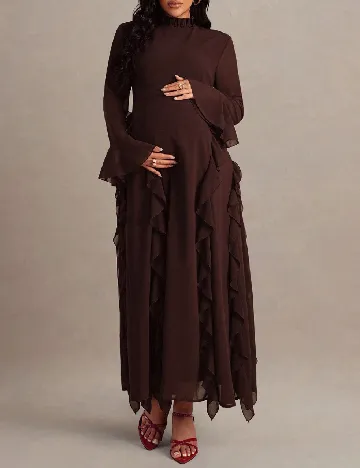 Rochie lunga SHEIN Maternity, maro inchis