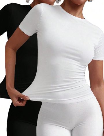 Set Tricou 2 bucati SHEIN, alb/negru