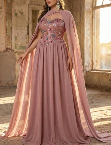 Rochie lunga SHEIN CURVE, roz pudra