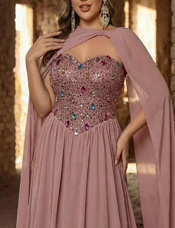 Rochie lunga SHEIN CURVE, roz pudra