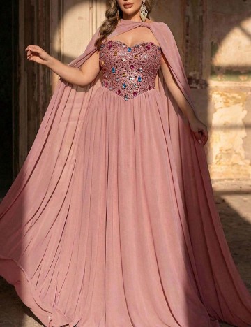 Rochie lunga SHEIN CURVE, roz pudra