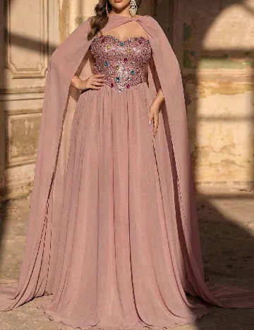 Rochie lunga SHEIN CURVE, roz pudra