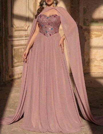 Rochie lunga SHEIN CURVE, roz pudra