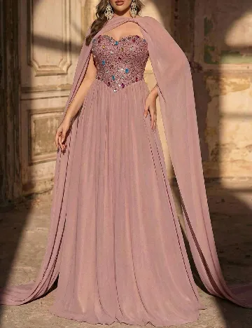 Rochie lunga SHEIN CURVE, roz pudra