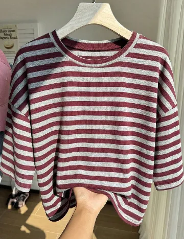 Tricou SHEIN CURVE, gri/rosu