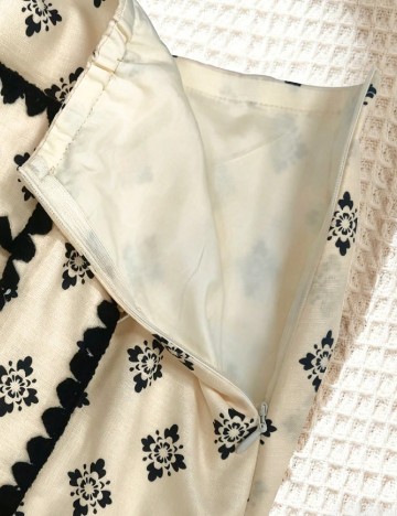 Fusta SHEIN, crem/negru