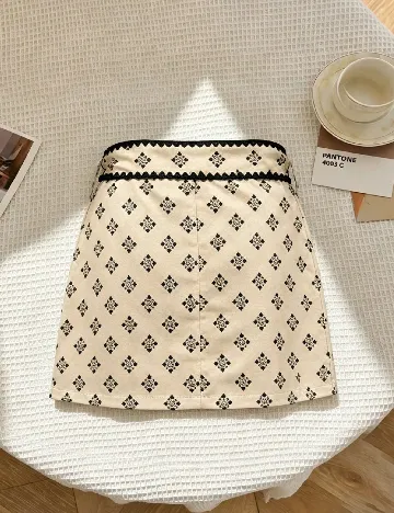 Fusta SHEIN, crem/negru