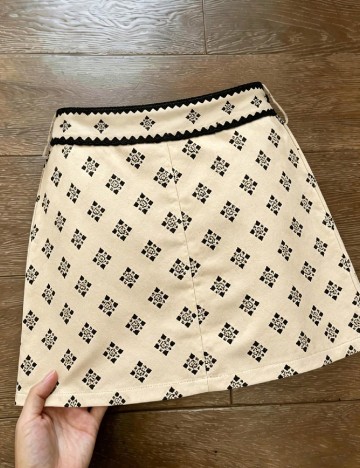 Fusta SHEIN, crem/negru