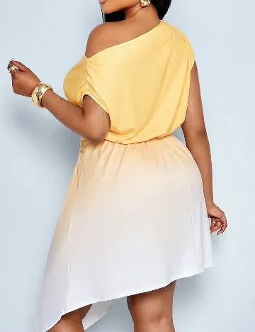 Rochie scurta SHEIN CURVE, galben/alb