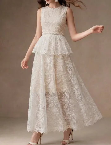 Rochie lunga Anewsta, alb/crem