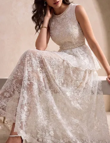 Rochie lunga Anewsta, alb/crem