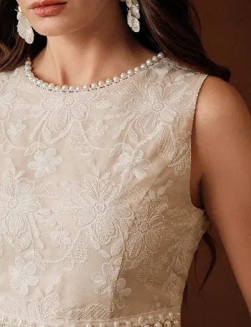 Rochie lunga Anewsta, alb/crem