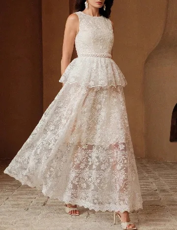 Rochie lunga Anewsta, alb/crem
