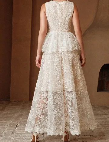 Rochie lunga Anewsta, alb/crem
