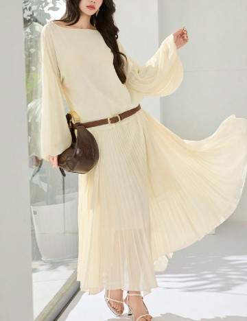 Rochie lunga SHEIN, crem