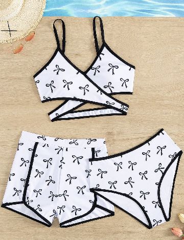 Costum de baie Shein Kids, alb/negru