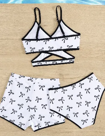 Costum de baie Shein Kids, alb/negru