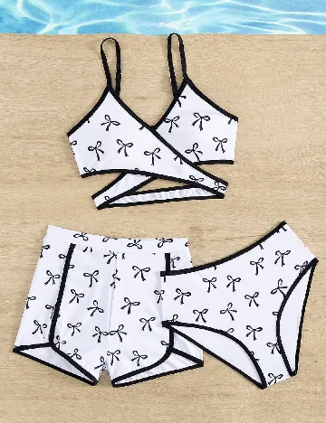 Costum de baie Shein Kids, alb/negru