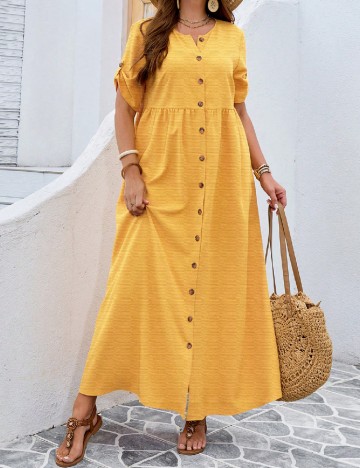 Rochie lunga Emery Rose Curve, galben
