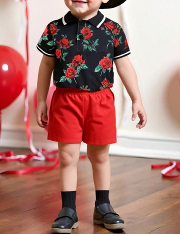 Compleu Shein Kids, rosu/negru