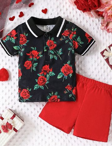 Compleu Shein Kids, rosu/negru