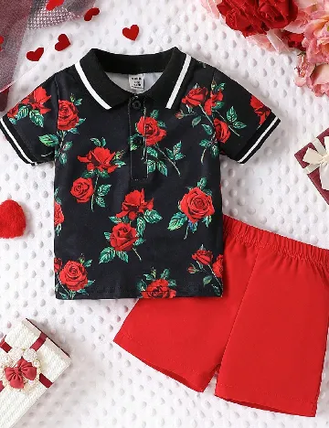 Compleu Shein Kids, rosu/negru