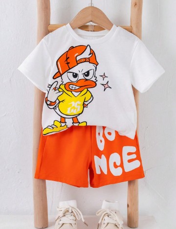Compleu Shein Kids, alb/portocaliu