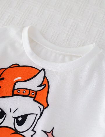 Compleu Shein Kids, alb/portocaliu