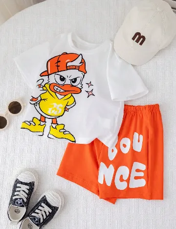 Compleu Shein Kids, alb/portocaliu