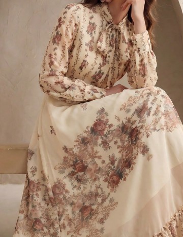 Rochie lunga Anewsta, crem
