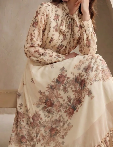 Rochie lunga Anewsta, crem