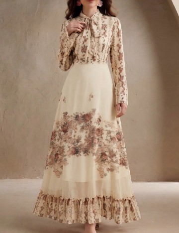 Rochie lunga Anewsta, crem