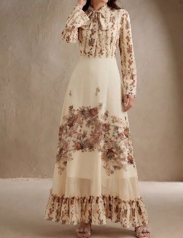 Rochie lunga Anewsta, crem